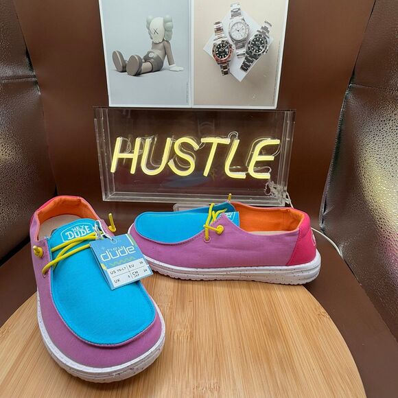 Hey Dude Wendy Slub Canvas Color Block Women’s Size 7/ 6 youth - Picture 5 of 8